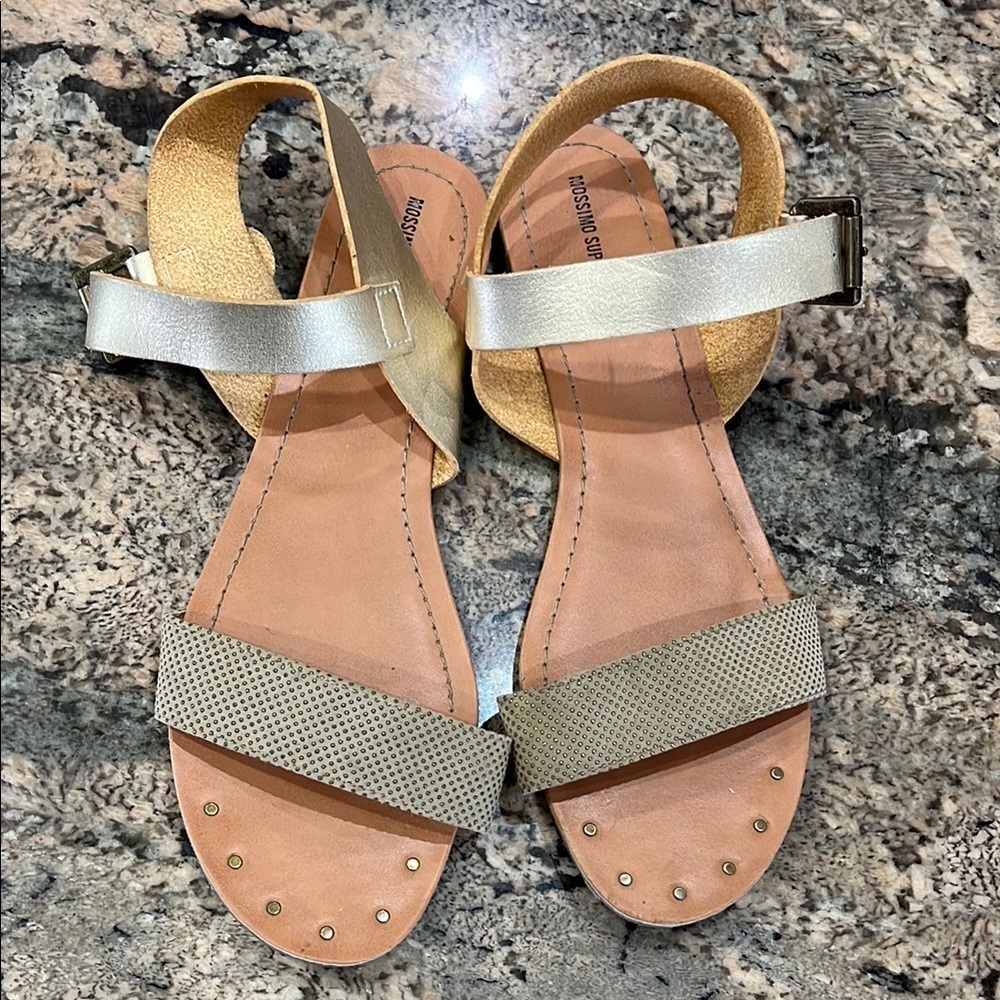 Mossimo Supply Co. Gold and Tan Sandals with Adjustable Straps